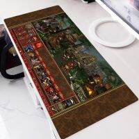 แผ่นรองเมาส์ลายแผ่นรองเมาส์ขนาดใหญ่สำหรับเล่นเกม Heroes Of Might And Magic Map อุปกรณ์เสริมสำหรับนักเล่นเกมคอมพิวเตอร์แผ่นแป้นพิมพ์แอนนิเมะกันลื่นขนาดใหญ่วางบนโต๊ะ