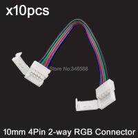 10ชิ้น4-Pin 4พิน10มม. 2-Way Solderless Strip 5050 Snap Rgb ง่ายลวดลงสายต่อเปลือย10ซม. Pcb สำหรับการกับสายเคเบิล