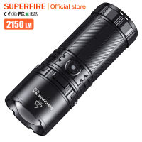 SUPERFIRE M22ไฟไฟฉายซูมได้ไกลกำลังสูงระยะไกลชนิด C ชาร์จไฟได้18650ไฟฉายฉุกเฉินแบตเตอรี่