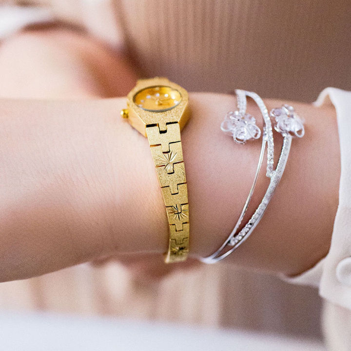 2021ใหม่นาฬิกาทอง24k-นาฬิกาผู้หญิงกันน้ำแฟชั่นนาฬิกาทองไร้ของขวัญสำหรับแฟนสาวหรูหราสง่างาม