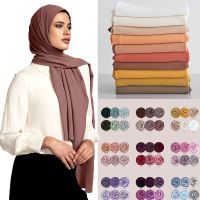 【Miki Xinyuan】 Muslimชีฟองผ้าพันคอเลดี้แข็งหญิงฮิญาบ Stoles LongGeorgetteHead ผ้าพันคอสุภาพสตรี Hijabs ผ้าโพกหัว