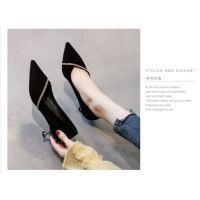 【Ready Stock】3CM low heel shoes womens 2021 new high heels fashion joker French stiletto girls shoes女士高跟鞋kasut perempuan