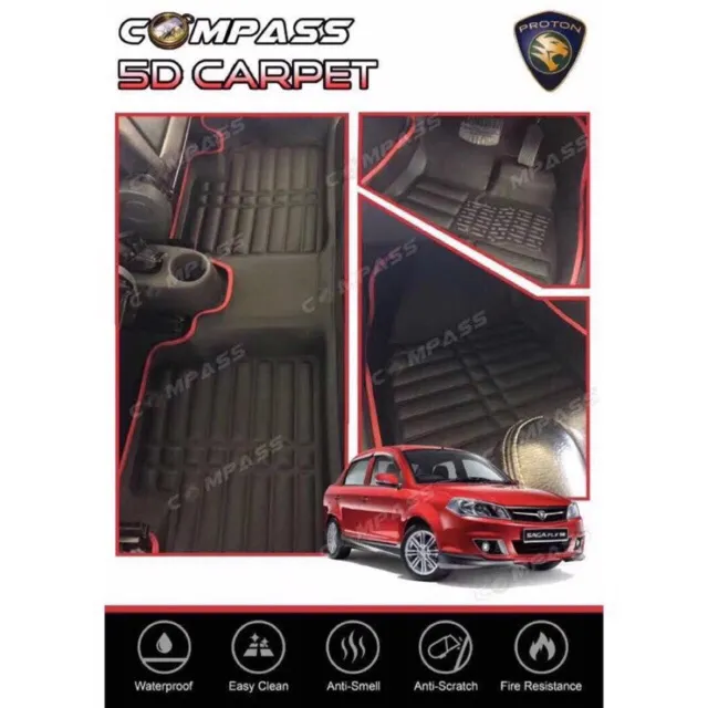 LELONG PROTON SAGA FLX BLM 5D CARPET CUSTOMIZED FIT FLOOR MAT♣ Lazada