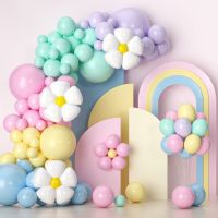 140 Pieces Macron Pastel 5 Colors Daisy Foil Balloon Garland Arch Set 2023 Baby Shower Wedding Girls Birthday Party Decorations Balloons