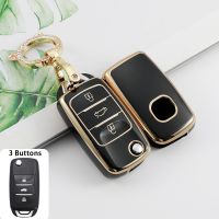 ☽◄ Soft TPU Car Folding Key Case Bag Cover for Changan CS75 Eado CS35 Raeton CS15 V3 V5 V7 Protector Shell Keychain Accessories