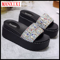 top●MANXIXI Brand Fashion Thick Bottom Slippers 2.95 Inches Beautiful Wedge Flat Sandals For Women (Size 34-40)