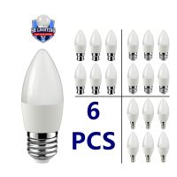 [Super bright bulb] 6ชิ้นหลอดไฟ Led โคมไฟเทียนนาที E14 E27 B22 3วัตต์5วัตต์6วัตต์7วัตต์3000พัน4000พัน6000พัน AC220v-240v สำหรับตกแต่งบ้านโคมไฟ