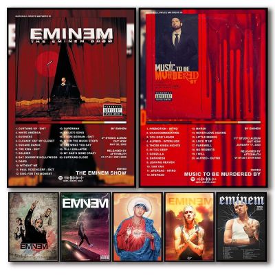 Ultra Cool Pop American Rap เพลงอัลบั้ม Eminem แสดงโปสเตอร์ Aesthetic Rapper Eminem Hip Hop ภาพวาดผ้าใบ Wall Art Home Bar Room Decor