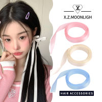 【 X.z.moonligh】ริบบิ้นยางรัดผมแบบผูกเปียหางม้าคู่พร้อมโบว์เครื่องประดับผมยางรัดผมสุดหวานและไฮเอนด์เพื่อให้ผู้หญิงผูกผมกับสาวๆในฤดูร้อน