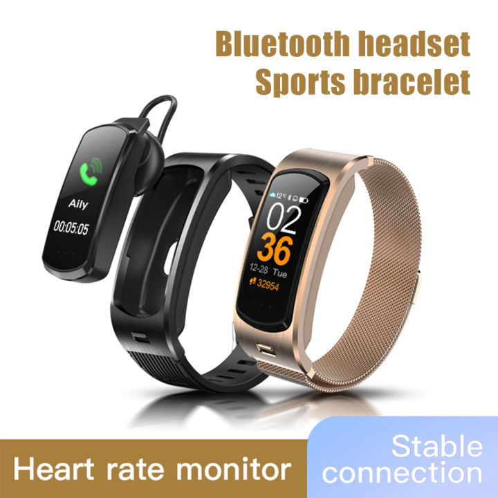 bluetooth-compatible-headset-smart-bracelet-2-in-1-watch-with-earbuds-wristband-health-monitoring-sports-earphone-and-mic