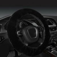 【YF】 Universal Car Black Warm Soft Fuzzy Plush Auto Steering Wheel Cover for SUV Interior Accessories Products