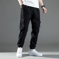 Mid Waist Stylish Drawstring Design Men Trouser Polyester Overalls Thermal for Dating Cargo Pants Pocket