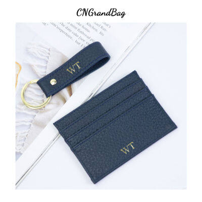 Customized Initials Fashion Gift Set Card Holder Coin Purse Keychain New Luxury 100% Cow leather Keychain Key Ring DIY Dropship Card Holders