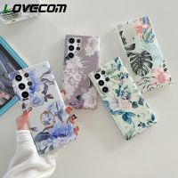 Laser Leaf Flower Ring Holder Phone Case For Samsung S23 Ultra S22 Plus S21 S20 FE A53 5G A52 A52S 5G Stand Soft Back Cover