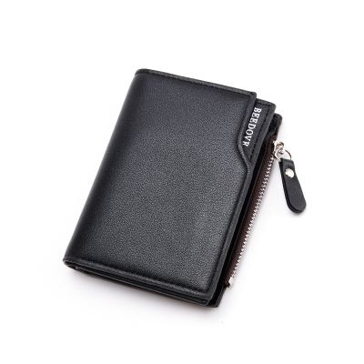 PU Leather Wallet for Men Short Casual Carteras Business Foldable Wallets Luxury Small Zipper Multi-card Slot Coin Pocket Purse
