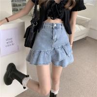 Skirt Women 2021 New Summer Ruffled Fishtail Skirt A-line Skirt Female High Waist Bag Hip Hot Girl Denim Skirt