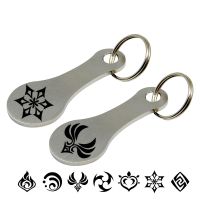 bjh▲  Game Genshin Keychain Shopping Cart Trolley Tokens Car key Accessories KeyRing Personalized