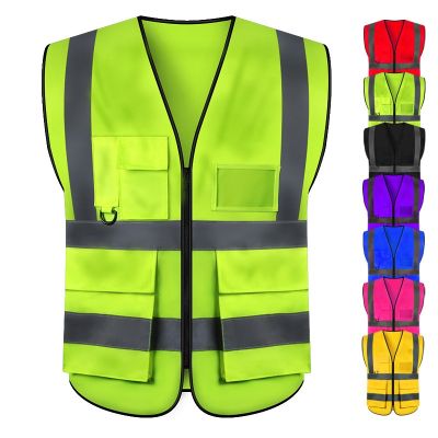 【LZ】❧❁  Alta visibilidade reflexiva colete de segurança pano aviso colete fluorescente workwear com bolso motocicleta jaqueta roupas
