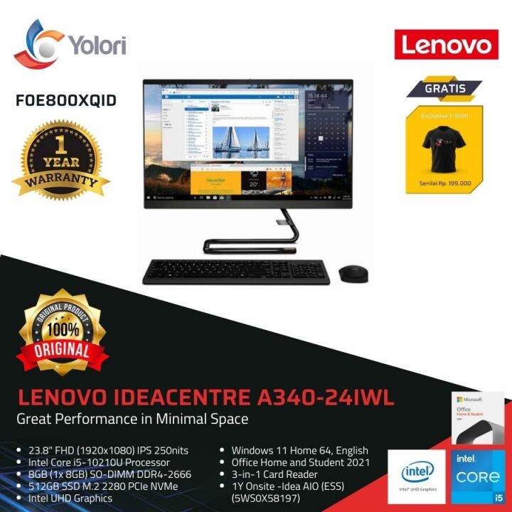 Lenovo ideacentre A34024IWL i510210U 8GB 512GB Intel UHD Windows 11