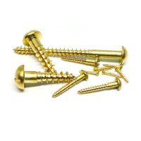 20pcs Solid Wood Screws Brass Round Chamfer Head Slotted Screws Bolt Self Tapping Wood Working Tools Furniture Hardware Fastener Fasteners