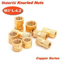 M3xL-4.2 Injection Copper Nut Copper Inserts Knurled Nut Copper Flower Mother Metric Threaded Outside Diameter 4.2mm