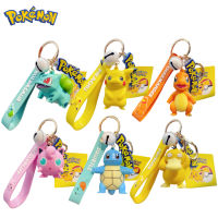 Genuine Pokemon Original Pikachu Cartoon Keychain Toys Charizard Psyduck Squirtle Cute Anime Figures Doll Model Pendant Kid Gift