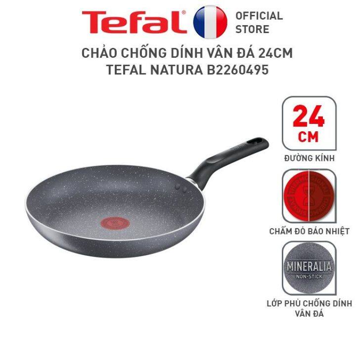 Chảo chiên chống dính, sâu lòng Tefal Natura 20cm-24cm-28cm, dùng cho bếp  gas và hồng ngoại-Chính hãng xả kho 