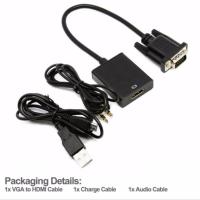 HDMI ตัวแปลงสัญญาณ VGA TO HDMI with audio full hd มีเสียงด้วย (Black)