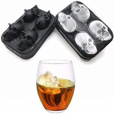 Skull Whisky Cocktail Ice Block Tray Silicone Mold Candy Ice Cream Mold Pudding Soap Ice Mold Halloween Gift Bake Mold Ice Maker Ice Cream Moulds