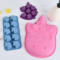 【lz】☃  Molde criativo do silicone do cozimento do unicórnio animal do cavalo chocolate doces molde do biscoito vela sabão bandeja de gelo decoração do bolo da mousse