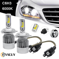 ไฟหน้า C6 LED 2ชิ้น,H3 LED 6000K Cree Hi/Low Kits (สีขาว)