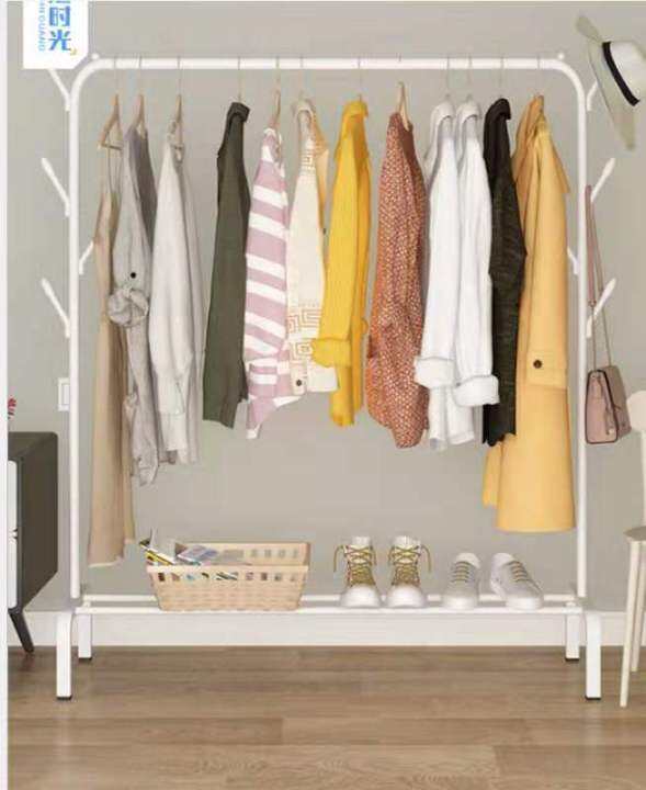 Floor Folding Coat Rack Hanger Indoor Single Pole Double Pole Bedroom