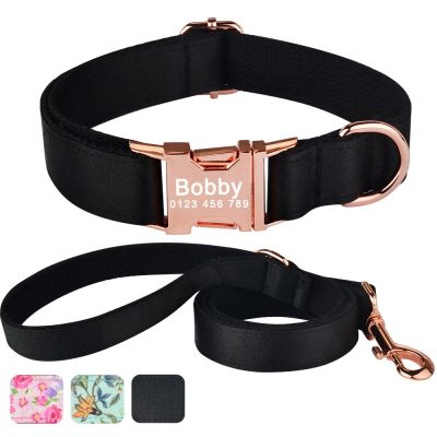 【LZ】 Dog Leash Custom Dog Collars Nylon Personalized Pet Dog Tag Collar Lead for Small Medium Large Dogs Leash and Collar Set Harness