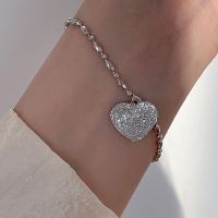 925 Sterling Silver Frosted Peach Heart Bracelets for Women Girl Hip Hop Minimalist Fashion Fine Jewelry Party Gift Браслет