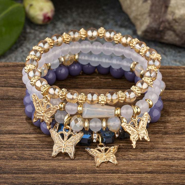 4pcs-bohemian-butterfly-charm-bracelet-set-for-women-crystal-beads-chain-bangle-female-fashion-party-jewelry-gift