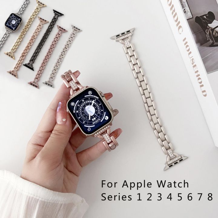 สายโลหะสำหรับ-apple-watch-series-ultra-8-7-6-5-4-se-45-มม-44-มม-41-มม-40-มม-49-มม-สายรัดข้อมือเพชรเข็มขัดสำหรับ-iwatch-3-38-42-มม