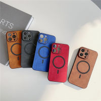 TDD เคสหนังเทียมความบริสุทธิ์ชาร์จไร้สายหรูหรา Magsafe สำหรับ iPhone 14 13 12 11 Pro Max X XR XS 7 8 Plus