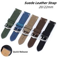 fgbvsdfd Suede Leather Watch Strap 20mm 22mm Vintage Watch Band Replacement Wristband for Omega Handmade Stitching Bracelet Quick Release