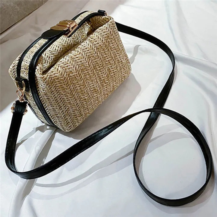 2022 Women Sholder Bag Caual Straw Woven Zipper Crossbody Bag Fashion ...