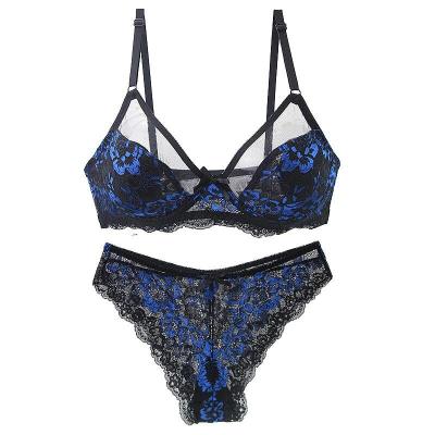 2023 Korean Ultra-Thin BCDE Cup Mesh Lace Underwear Transparent Bra Sets Beauty Back Hollow Embroidery Female Lingerie
