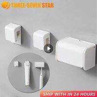Punch-free Wall-mounted Toothbrush Solid White Dustproof Plastic Holder Bathroom Couple Space Eco-friendly Drain Storage Rack