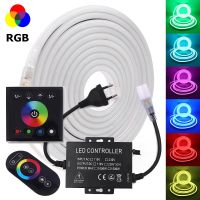 RGB Neon Strip EU 220V 240V Waterproof Ribbon Flexible Tape LED Neon Sign Light Lamp White/Warm White 2835 5050 LED Strip LED Strip Lighting