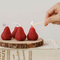 【CW】 1PC/4PCS Strawberry Aromatic Candles Soy Wax Scented Candle for Birthday Wedding