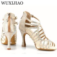 WUXIJIAO Promotional Latin Dance Shoes Ladies High Heels Comfortable Salsa Party Sandals