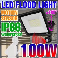 [HOT QQZIWWUJJWG 104] Floodlight LED Spotlight ไฟสวนกลางแจ้ง IP66กันน้ำโปรเจคเตอร์โคมไฟถนนพร้อม Motion Sensor LED Reflector โคมไฟติดผนัง