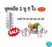 หม้อ 2 หู อลูมิเนียม ตราจระเข้ รุ่น 6 ใบเถา ขนาด 16,18,20,22,24และ26ซม.