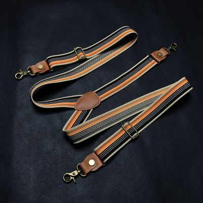 【YF】⊕  3x120Cm Mens Suspenders Pants 3 Hooks  Leather Men Adjustable Womens Braces Man