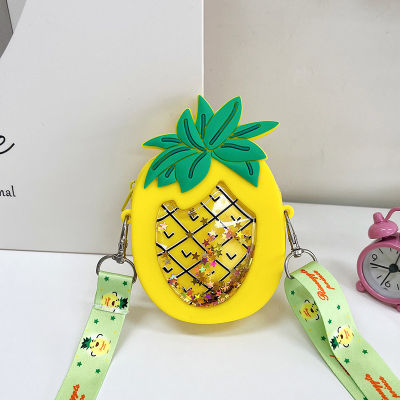 Childrens Fruit Coin Purse Pineapple Strawberry Silicone Kids Crossbody Bag Female Mini Fashion Accessories Baby Bags
