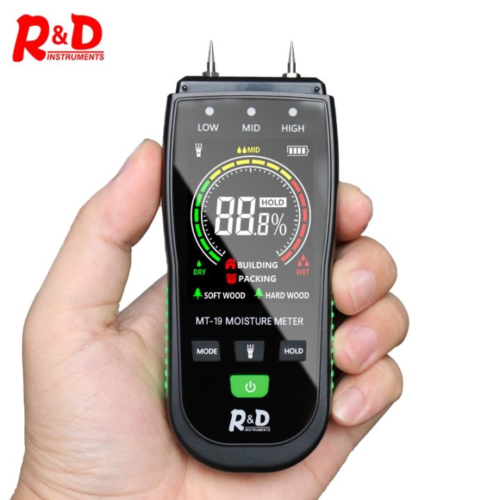 r-amp-d-เครื่องทดสอบน้ำติดผนังเครื่องวัดความชื้นไม้-mt19c-สองหมุดเครื่องวัดความชื้นระบบดิจิทัลเครื่องวัดความชื้นของอากาศปูนซีเมนต์คอนกรีตเครื่องตรวจจับอิฐ