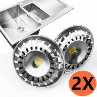 2x Kitchen Waste Filter Basket Stainless Steel Sink Strainer Plug Drain Stopper